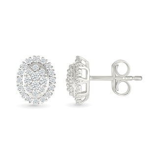 0.23 CT. T.W. Oval-Shaped Multi-Diamond Frame Stud Earrings in 10K White Gold
