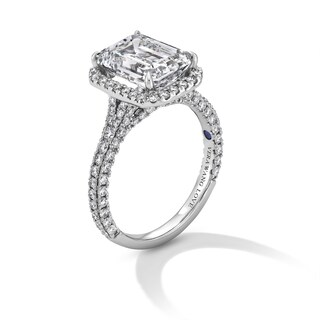 Vera Wang Love Collection 4.95 CT. T.W. Emerald Certified Lab-Created Diamond Frame Engagement Ring in 14K White Gold