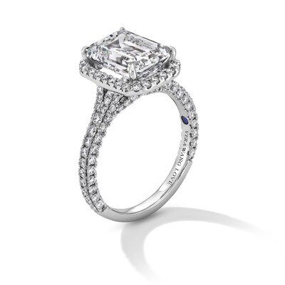 Vera Wang Love Collection 4.95 CT. T.W. Emerald Certified Lab-Created Diamond Frame Engagement Ring in 14K White Gold