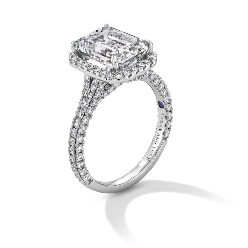 Main Image 2 of Vera Wang Love Collection 4.95 CT. T.W. Emerald Certified Lab-Grown Diamond Frame Engagement Ring in 14K White Gold