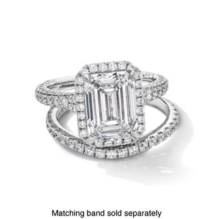Vera Wang Love Collection 4.95 CT. T.W. Emerald Certified Lab-Created Diamond Frame Engagement Ring in 14K White Gold