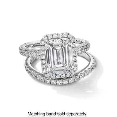 Vera Wang Love Collection 4.95 CT. T.W. Emerald Certified Lab-Created Diamond Frame Engagement Ring in 14K White Gold