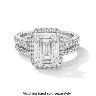 Vera Wang Love Collection 4.95 CT. T.W. Emerald Certified Lab-Created Diamond Frame Engagement Ring in 14K White Gold