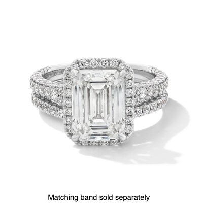 Vera Wang Love Collection 4.95 CT. T.W. Emerald Certified Lab-Created Diamond Frame Engagement Ring in 14K White Gold