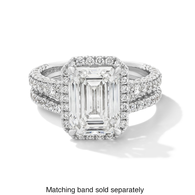 Main Image 4 of Vera Wang Love Collection 4.95 CT. T.W. Emerald Certified Lab-Grown Diamond Frame Engagement Ring in 14K White Gold
