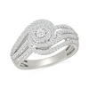 Thumbnail Image 1 of 0.45 CT. T.W. Diamond Swirl Frame Multi-Row Fashion Ring in Sterling Silver