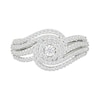 Thumbnail Image 3 of 0.45 CT. T.W. Diamond Swirl Frame Multi-Row Fashion Ring in Sterling Silver