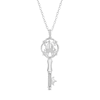Thumbnail Image 1 of Enchanted Disney 0.04 CT. T.W. Diamond Castle Key Pendant in Sterling Silver - 19”