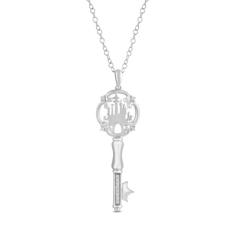 Main Image 1 of Enchanted Disney 0.04 CT. T.W. Diamond Castle Key Pendant in Sterling Silver - 19”