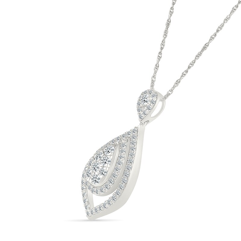 Main Image 2 of 0.95 CT. T.W. Diamond Arabesque Frame Pendant in Sterling Silver