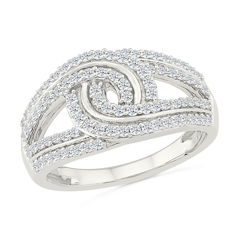 Main Image 1 of 0.45 CT. T.W. Diamond Looping Multi-Row Fashion Ring in Sterling Silver