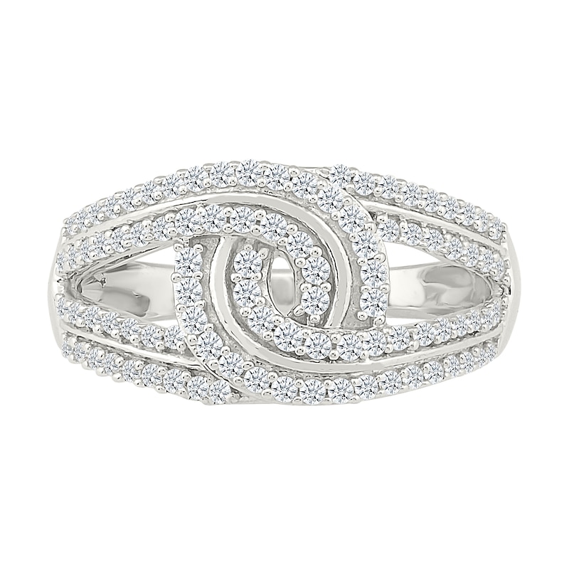 Main Image 2 of 0.45 CT. T.W. Diamond Looping Multi-Row Fashion Ring in Sterling Silver
