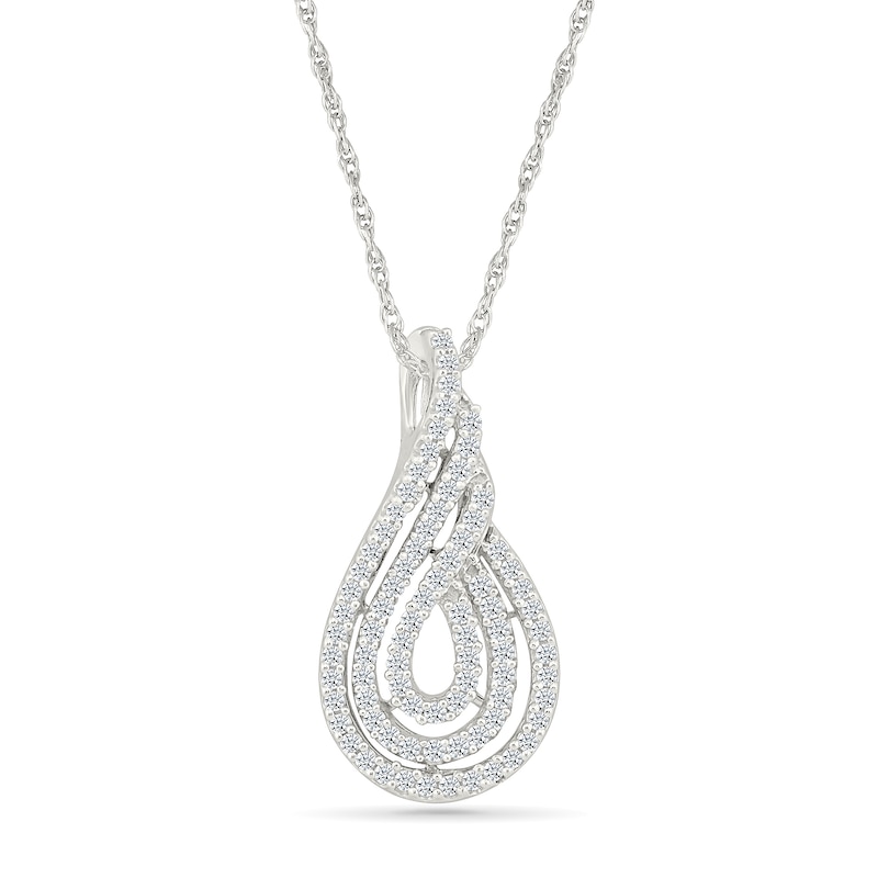 0.45 CT. T.W. Diamond Swirl Flame Pendant in 10K White Gold