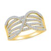Thumbnail Image 1 of 0.45 CT. T.W. Diamond Crossover Multi-Row Fashion Ring in 10K Gold