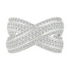 Thumbnail Image 2 of 0.95 CT. T.W. Diamond Crossover Multi-Row Fashion Ring in Sterling Silver