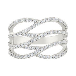 0.45 CT. T.W. Diamond Layered Multi-Row Fashion Ring in Sterling Silver