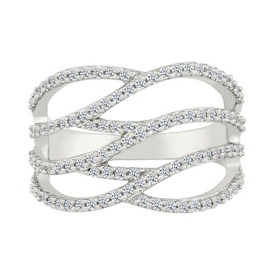 0.45 CT. T.W. Diamond Layered Multi-Row Fashion Ring in Sterling Silver