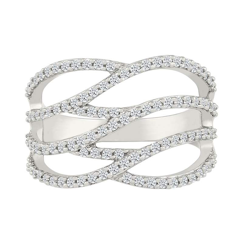 0.45 CT. T.W. Diamond Layered Multi-Row Fashion Ring in Sterling Silver