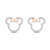 Thumbnail Image 1 of Disney Treasures Minnie Mouse 0.18 CT. T.W. Diamond Outline Stud Earrings in Sterling Silver and 10K Rose Gold