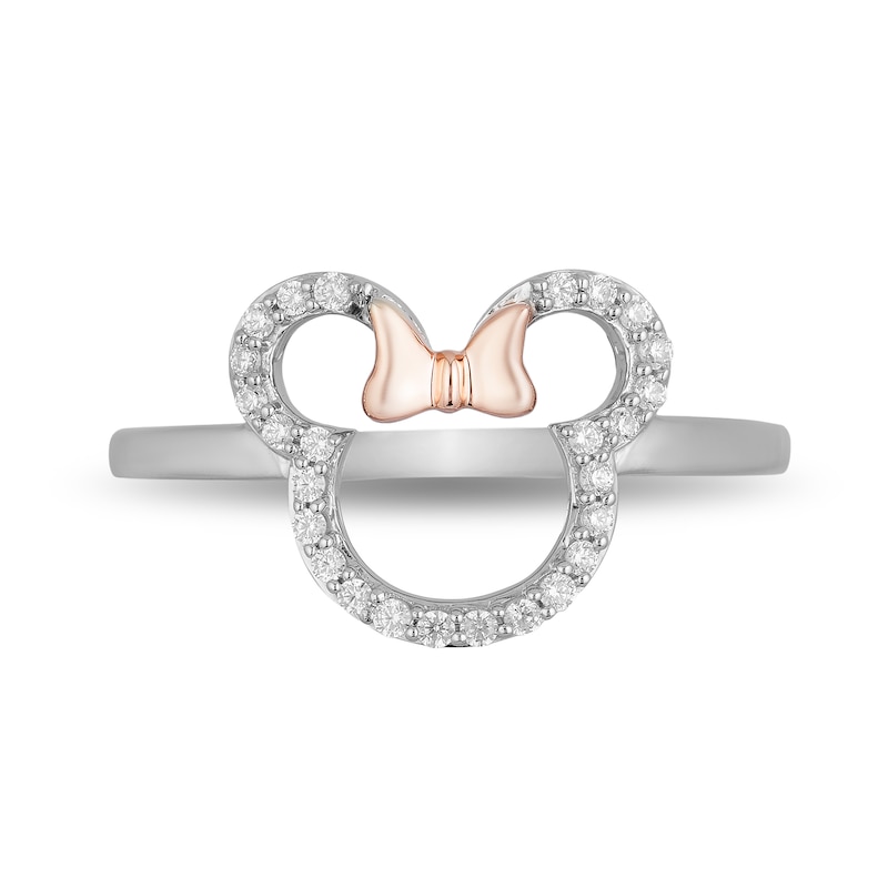 Main Image 4 of Disney Treasures Minnie Mouse 0.145 CT. T.W. Diamond Outline Ring in Sterling Silver and 10K Rose Gold - Size 7