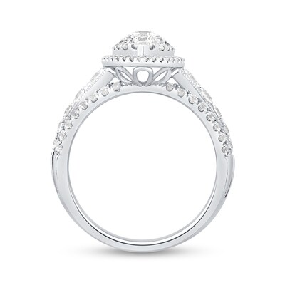 1.45 CT. T.W. Multi-Diamond Double Marquise Frame Triple Row Shank Engagement Ring in 14K White Gold