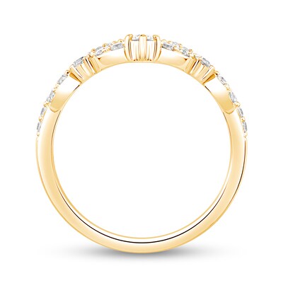 0.69 CT. T.W. Diamond Double Row Chevron Solitaire Enhancer in 14K Gold