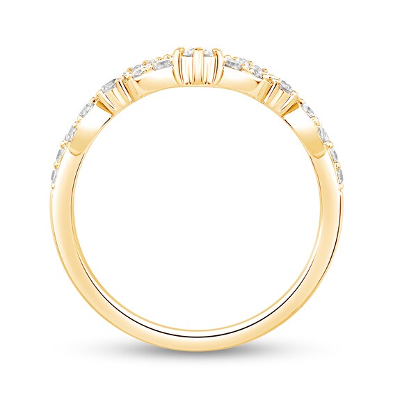0.69 CT. T.W. Diamond Double Row Chevron Solitaire Enhancer in 14K Gold