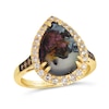 Thumbnail Image 1 of Le Vian® Pear-Shaped Green Chalcedony and 0.37 CT. T.W. Diamond Frame Ring in 14K Honey Gold™