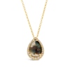 Thumbnail Image 1 of Le Vian® Pear-Shaped Green Chalcedony and 0.34 CT. T.W. Nude Diamond™ Frame Pendant in 14K Honey Gold™ - 19”