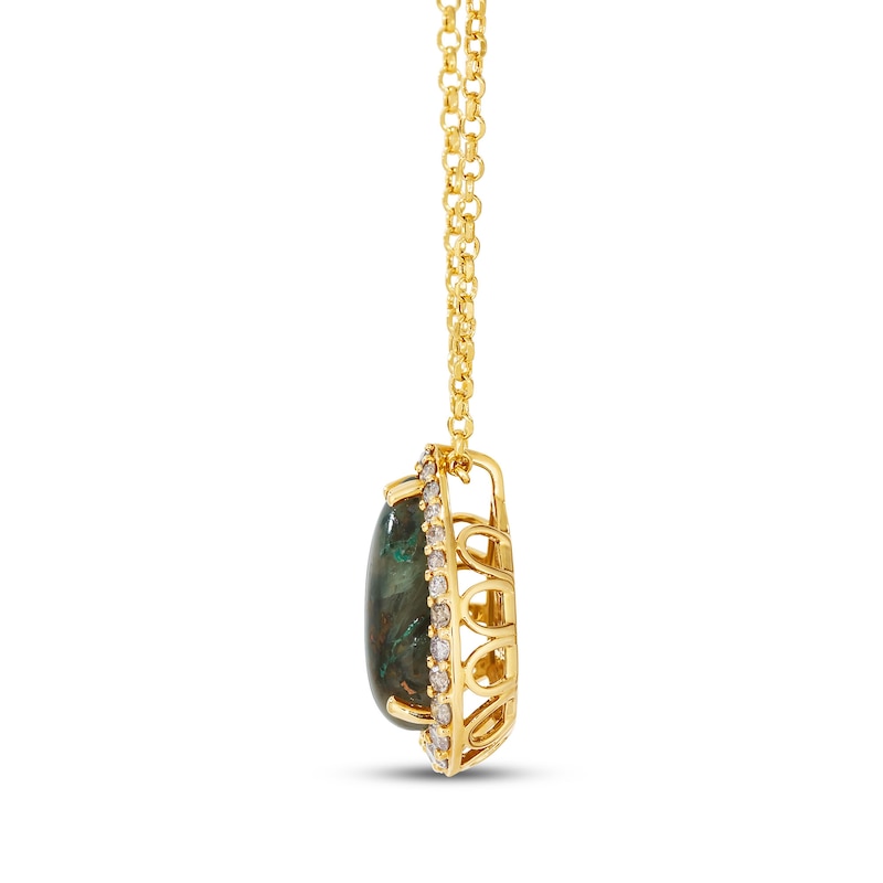 Main Image 2 of Le Vian® Pear-Shaped Green Chalcedony and 0.34 CT. T.W. Nude Diamond™ Frame Pendant in 14K Honey Gold™ - 19”