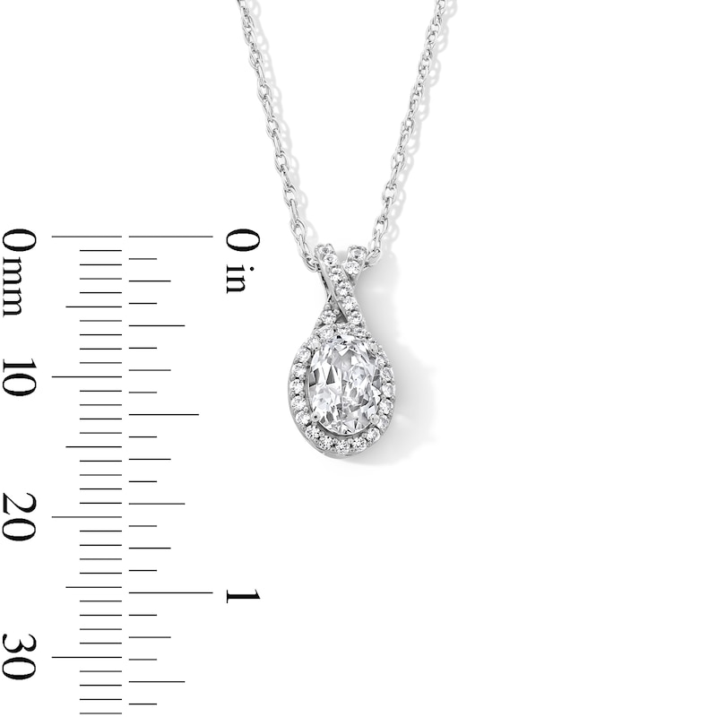 Main Image 3 of Oval White Lab-Created Sapphire Frame Split Bail Pendant in Sterling Silver