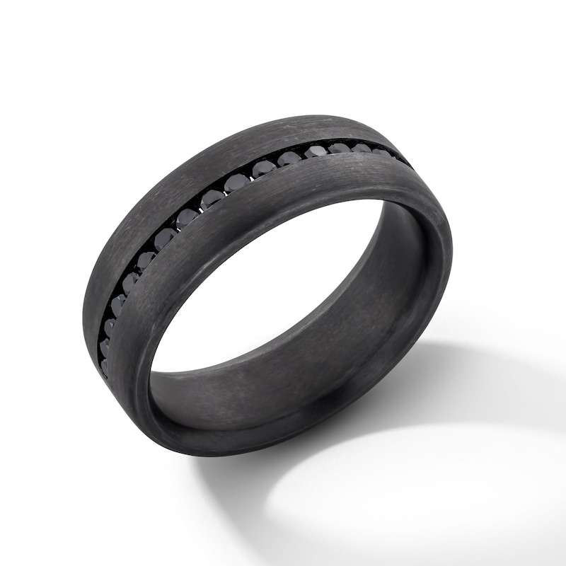 Main Image 3 of 0.40 CT. T.W. Black Diamond Channel-Set Anniversary Band in Tantalum with Black Rhodium