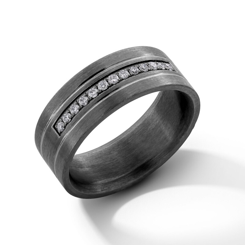 Main Image 3 of 0.20 CT. T.W. Diamond Anniversary Band in Tantalum with Black Rhodium