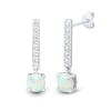 Thumbnail Image 2 of Lab-Created Opal and White Lab-Created Sapphire Three Pair Stud and Drop Earrings Set in Sterling Silver