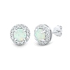 Thumbnail Image 3 of Lab-Created Opal and White Lab-Created Sapphire Three Pair Stud and Drop Earrings Set in Sterling Silver