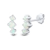 Thumbnail Image 4 of Lab-Created Opal and White Lab-Created Sapphire Three Pair Stud and Drop Earrings Set in Sterling Silver