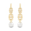 Thumbnail Image 2 of 6.0-6.5mm Freshwater Cultured Pearl Mariner Chain Link Drop Earrings in 10K Gold