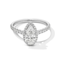 1.45 CT. T.W. Pear-Shaped Certified Lab-Grown Diamond Frame Engagement Ring in 14K White Gold (F/VS2)
