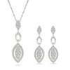 Thumbnail Image 1 of 0.58 CT. T.W. Multi-Diamond Marquise Frame Drop Earrings and Pendant Set in 10K White Gold