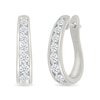 Thumbnail Image 1 of 0.95 CT. T.W. Diamond Tapered Oval Hoop Earrings in 10K White Gold