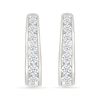 Thumbnail Image 3 of 0.95 CT. T.W. Diamond Tapered Oval Hoop Earrings in 10K White Gold