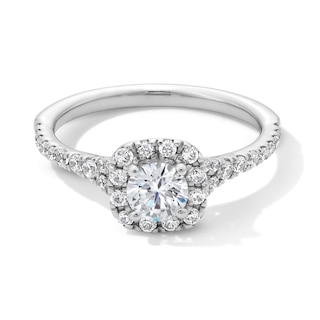 1.00 CT. T.W. Certified Lab-Created Diamond Cushion Frame Engagement Ring in 14K Gold (F/VS2