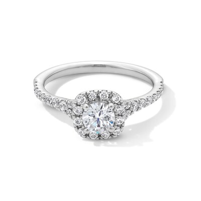 1.00 CT. T.W. Certified Lab-Created Diamond Cushion Frame Engagement Ring in 14K Gold (F/VS2