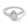Thumbnail Image 1 of 1.00 CT. T.W. Pear-Shaped Certified Lab-Grown Diamond Frame Crossover Shank Engagement Ring in 14K White Gold (F/VS2)