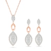 Thumbnail Image 1 of 0.58 CT. T.W. Multi-Diamond Marquise Frame Drop Earrings and Pendant Set in 10K Rose Gold