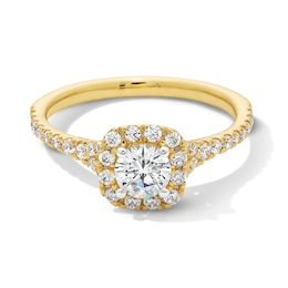 1.00 CT. T.W. Certified Lab-Grown Diamond Cushion Frame Engagement Ring in 14K Gold (F/VS2)