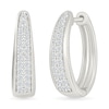Thumbnail Image 1 of 0.45 CT. T.W. Diamond Tapered Oval Double Row Hoop Earrings in 10K White Gold