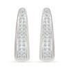 Thumbnail Image 2 of 0.45 CT. T.W. Diamond Tapered Oval Double Row Hoop Earrings in 10K White Gold