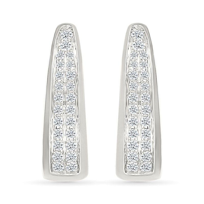 0.45 CT. T.W. Diamond Tapered Oval Double Row Hoop Earrings in 10K White Gold