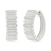 Thumbnail Image 1 of 0.23 CT. T.W. Diamond Alternating Row Puff Hoop Earrings in 10K White Gold